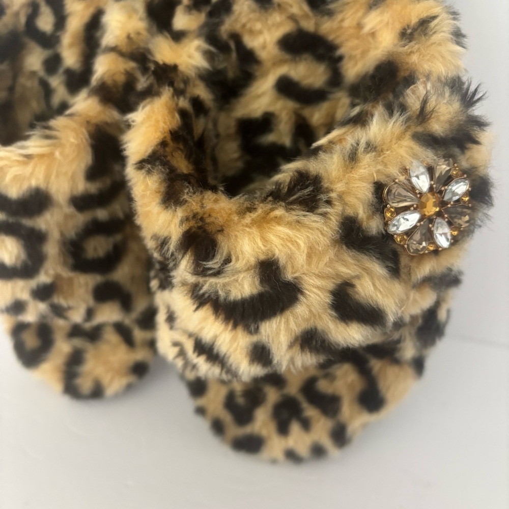 Vionic Orthaheel Relax Luxe Leopard Faux Fur Orthopedic adjustable Slippers Sz 6 - Picture 14 of 15